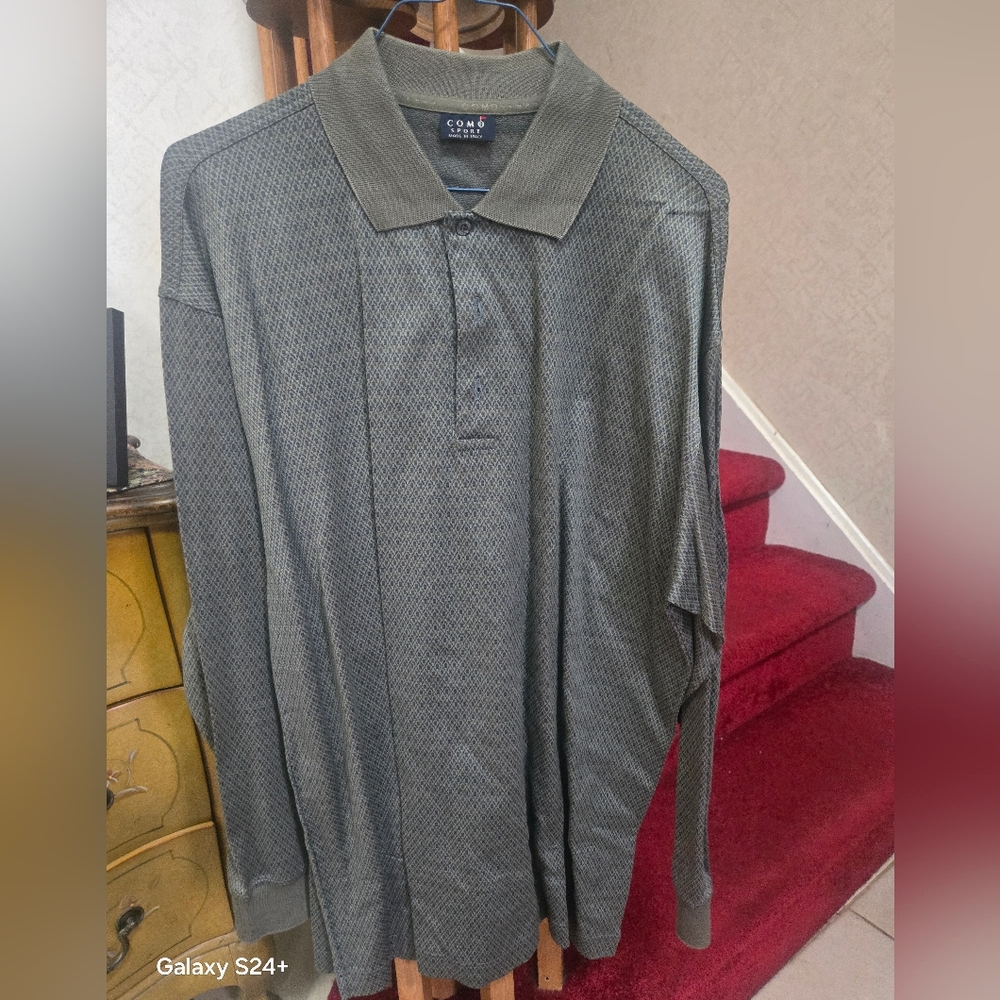Como Charcoal Men's Polo Shirt Long Sleeves